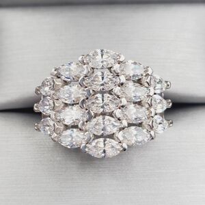 4 Carat Horizontal Marquise Diamond Simulants Rhodium - 925 Sterling Silver Ring